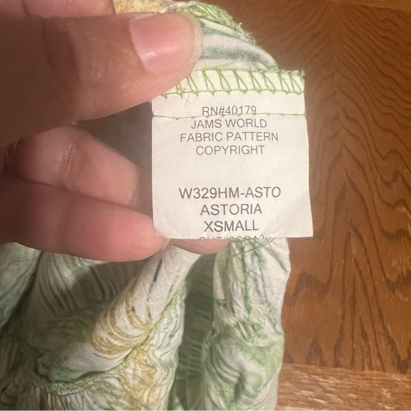 Hula Moon By Jams World Short Sleeve Mini Dress Astoria Leaf Print XS Relaxed - Picture 7 of 14